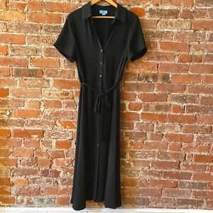 CeCe Women's Black Shirt Dress, Midi Length, Size L